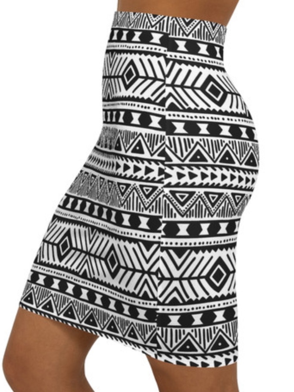 Renee C. Black and White Tribal Pencil Skirt